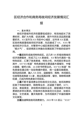 区经济合作和商务局夜间经济发展情况汇报