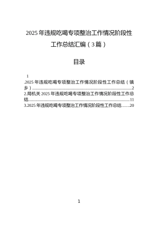 2025年违规吃喝专项整治工作情况阶段性工作总结汇编（3篇）
