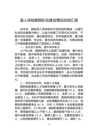 县人民检察院队伍建设情况总结汇报