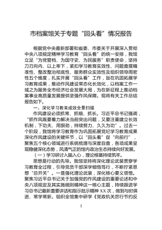 市档案馆关于专题“回头看”情况报告