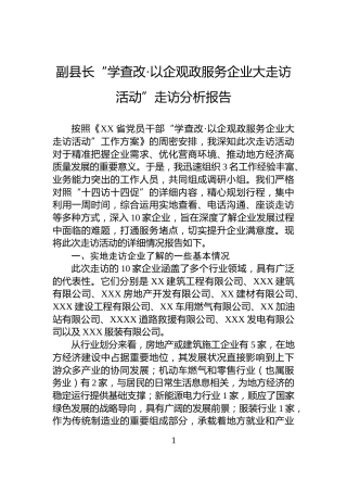 副县长“学查改·以企观政服务企业大走访活动”走访分析报告