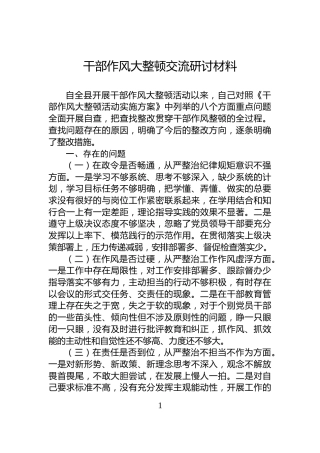 干部作风大整顿交流研讨材料