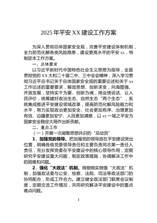 2025年平安XX建设工作方案