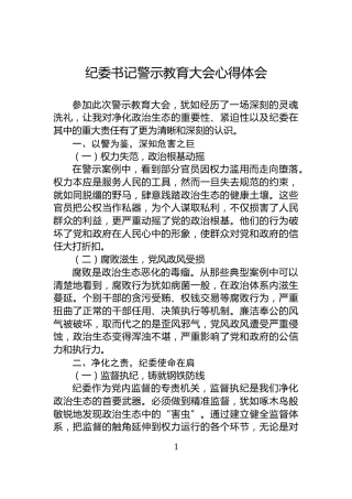 纪委书记警示教育大会心得体会