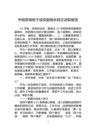 市税务局班子成员副局长转正述职报告