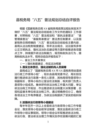 县税务局“八五”普法规划总结自评报告