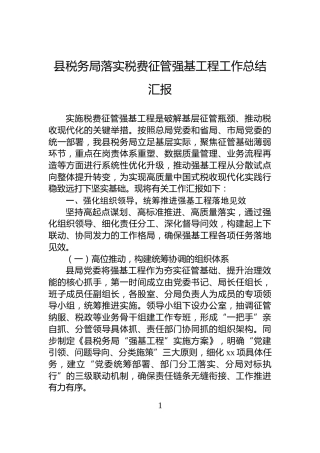 县税务局落实税费征管强基工程工作总结汇报