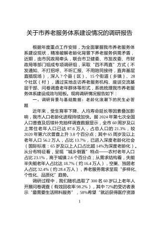 关于市养老服务体系建设情况的调研报告