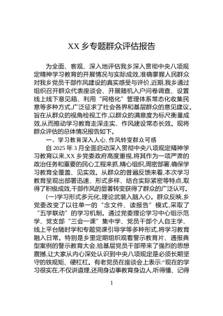 XX乡专题群众评估报告