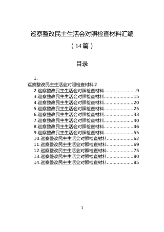 巡察整改民主生活会对照检查材料汇编（14篇）