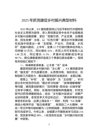2025年抓党建促乡村振兴典型材料