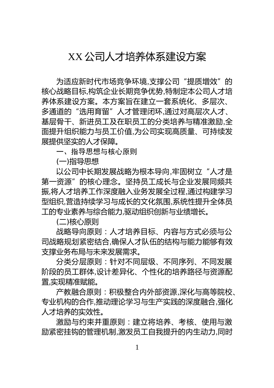 XX公司人才培养体系建设方案_第1页