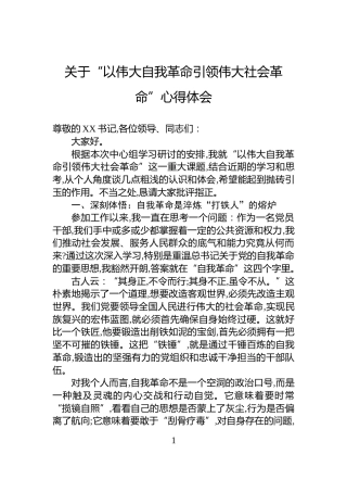 关于“以伟大自我革命引领伟大社会革命”心得体会