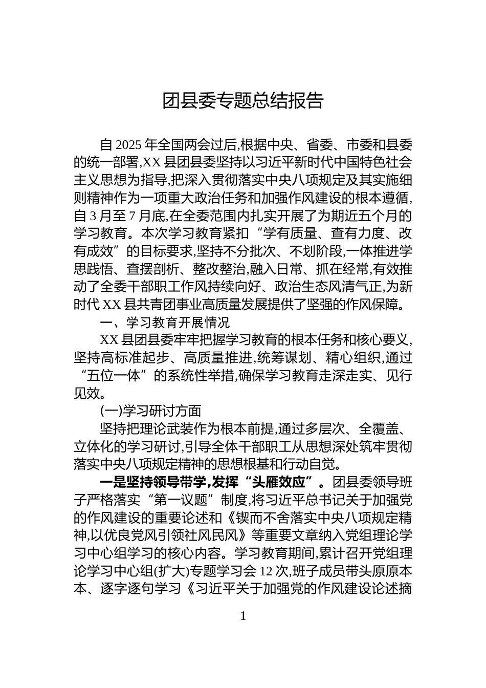 团县委专题总结报告_第1页
