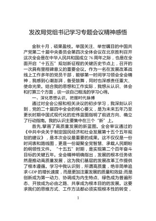 发改局党组书记学习专题会议精神感悟