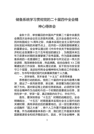 储备系统学习贯彻党的二十届四中全会精神心得体会
