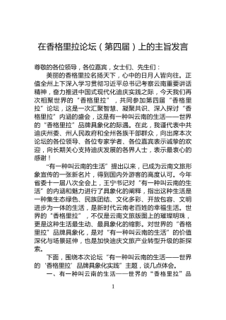 在香格里拉论坛（第四届）上的主旨发言