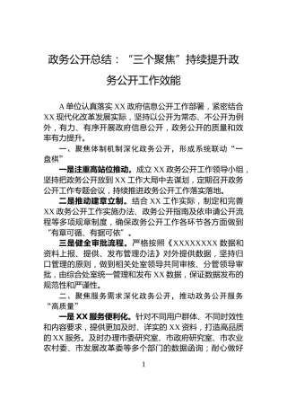 政务公开总结：“三个聚焦”持续提升政务公开工作效能