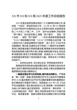 XX市XX和XX局2025年度工作总结报告