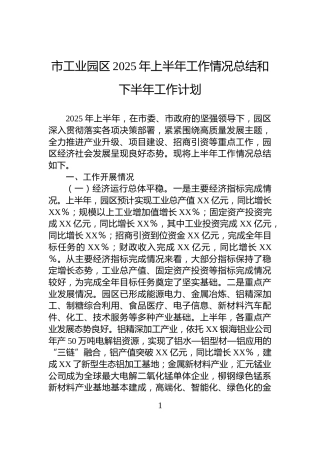 市工业园区2025年上半年工作情况总结和下半年工作计划