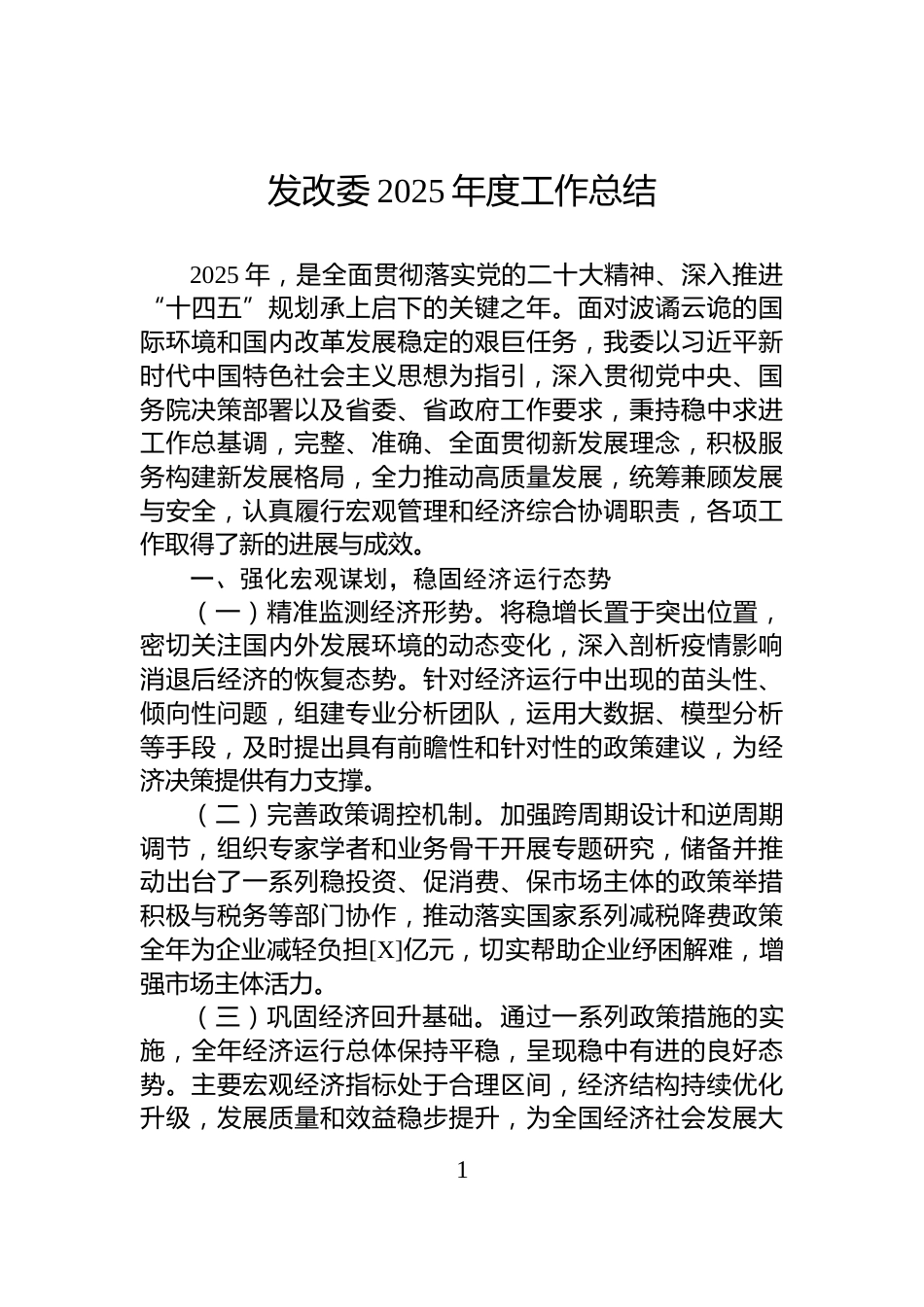 发改委2025年度工作总结_第1页