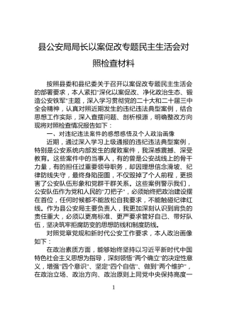 县公安局局长以案促改专题民主生活会对照检查材料