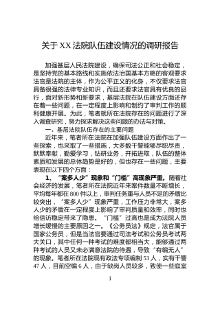 关于XX法院队伍建设情况的调研报告