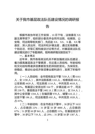 关于我市基层政法队伍建设情况的调研报告