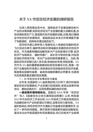 关于XX市低空经济发展的调研报告