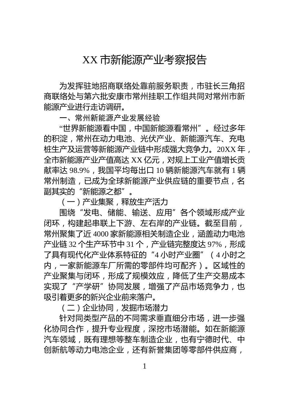 XX市新能源产业考察报告_第1页