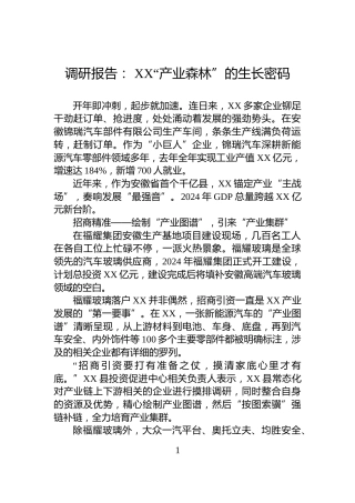 调研报告：+XX“产业森林”的生长密码