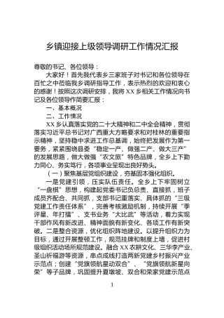 乡镇迎接上级领导调研工作情况汇报