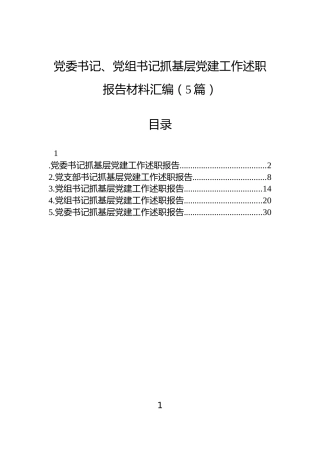 2025年党委书记、党组书记抓基层党建工作述职报告材料汇编（5篇）