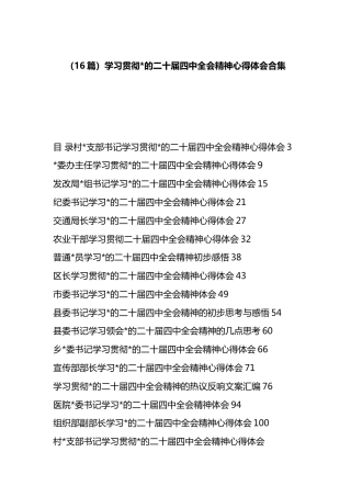 学习贯彻党的二十届四中全会精神心得体会汇编（16篇）