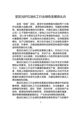 坚定当好石油化工行业绿色发展排头兵