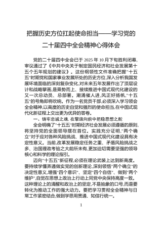 把握历史方位扛起使命担当——学习党的二十届四中全会精神心得体会