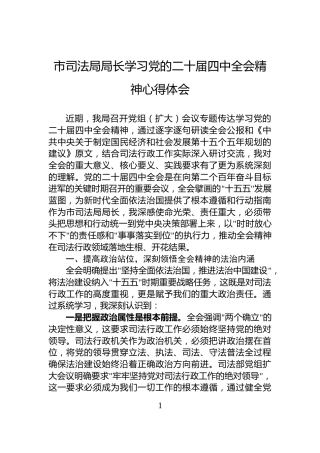 市司法局局长学习党的二十届四中全会精神心得体会