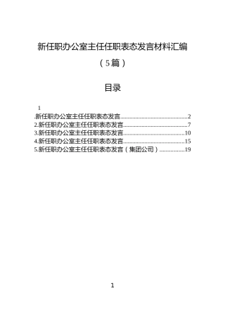 新任职办公室主任任职表态发言材料汇编（5篇）