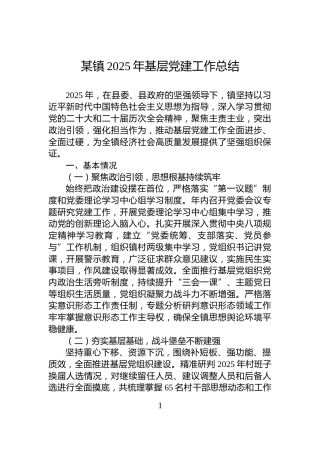 某镇2025年基层党建工作总结