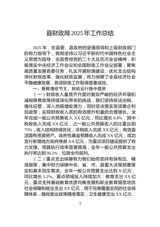 县财政局2025年工作总结