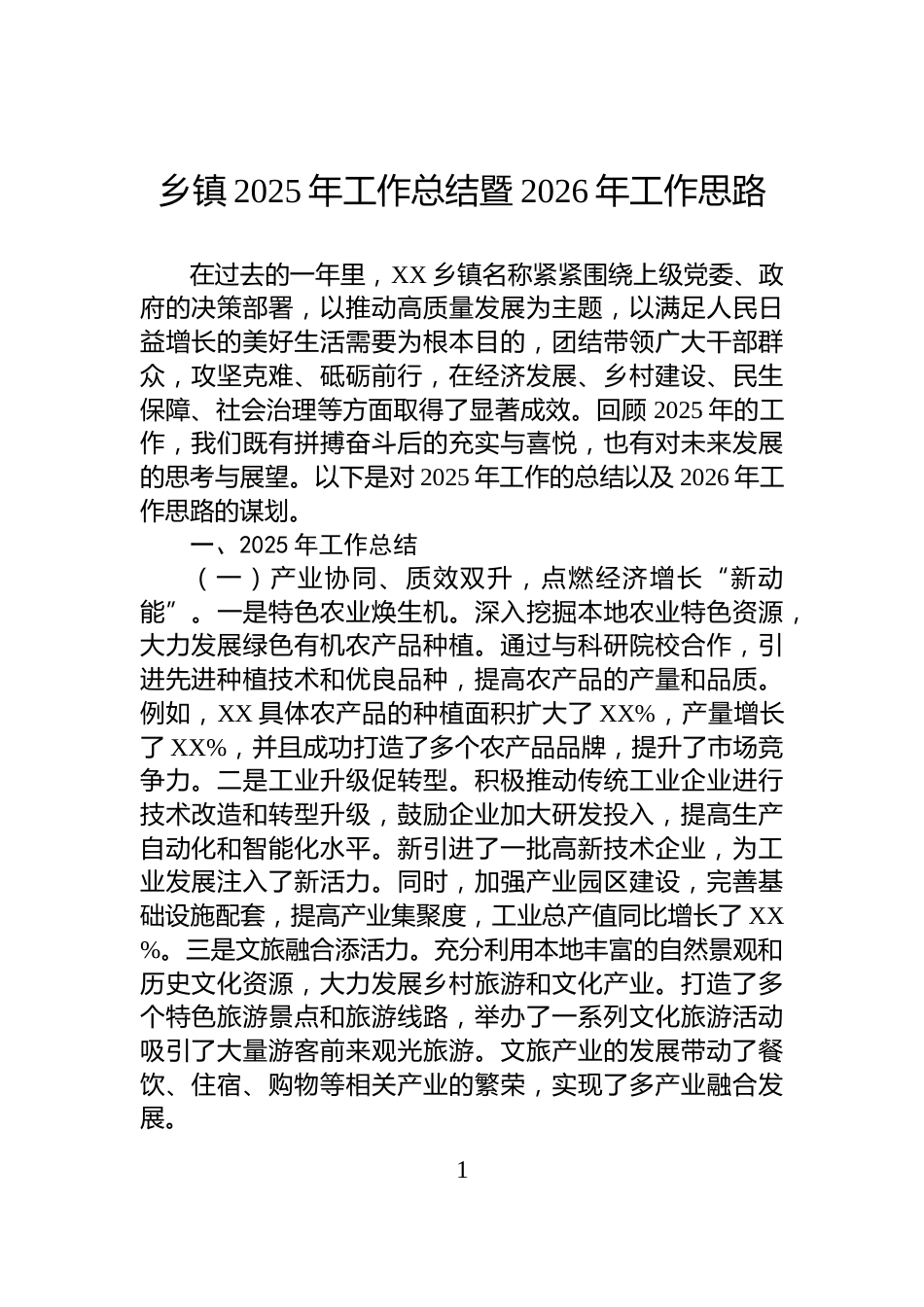 乡镇2025年工作总结暨2026年工作思路_第1页