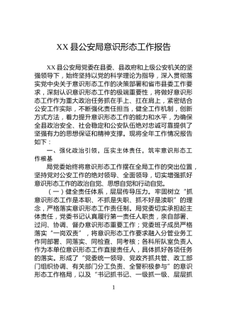 XX县公安局意识形态工作报告