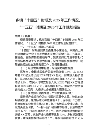 乡镇“十四五”时期及2025年工作情况、“十五五”时期及2026年工作规划报告