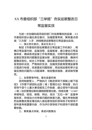 XX市委组织部“三举措”夯实巡察整改日常监督实效