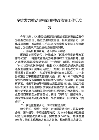 多维发力推动巡视巡察整改监督工作见实效