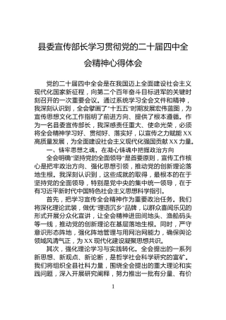 县委宣传部长学习贯彻党的二十届四中全会精神心得体会